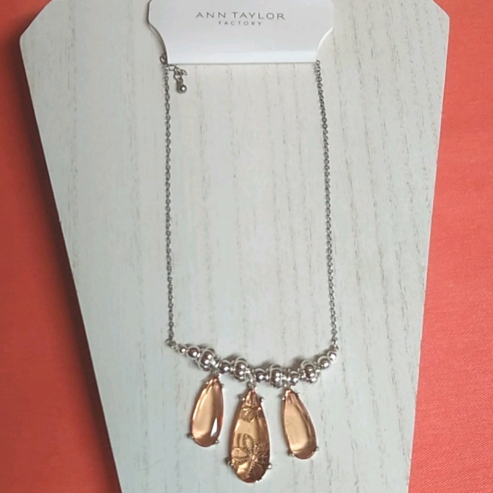 2 For $16 Floral Orange Gem Dangle Necklace
